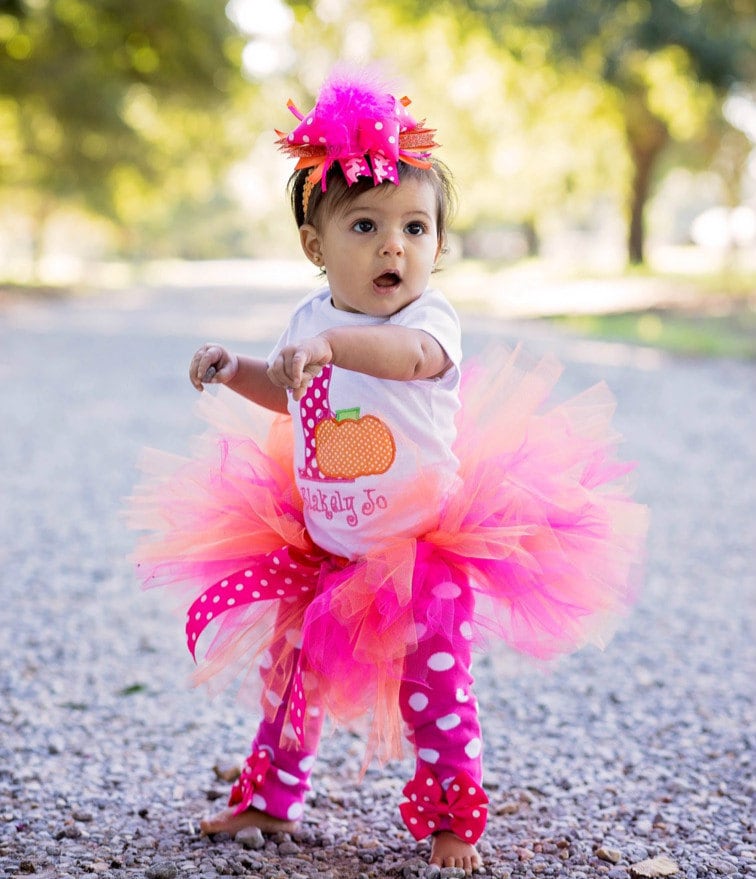 Baby Girl 1st Birthday Outfit Pumpkin Tutu Outfit First