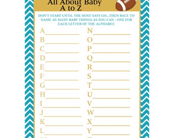 24 Personalized Baby Shower A to Z Game Cards BABY OWL