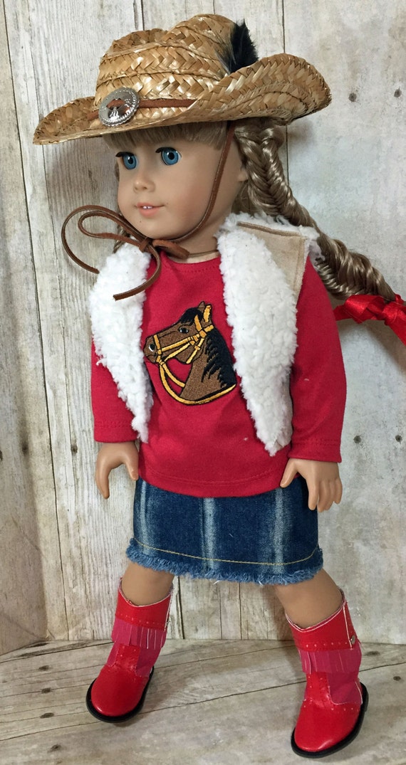 Cowgirl Outfit With Sherpa Vest 18 Inch Doll Clothes American