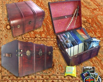 Wizard's Book and DVD Trunk - all wood and brass