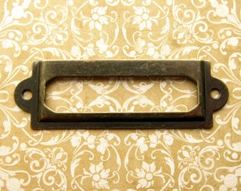 Antique Bronze Finish Label Holders- Set of 5 with Screws - Card Holders, Metal Label Frames (LH0023)