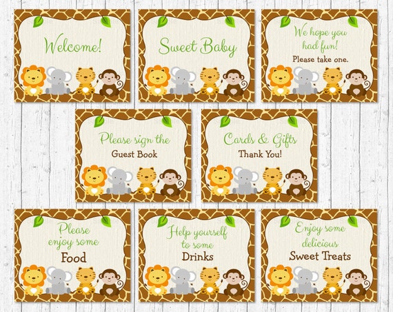 Safari Baby Shower Table Signs / Safari Baby Shower / Jungle