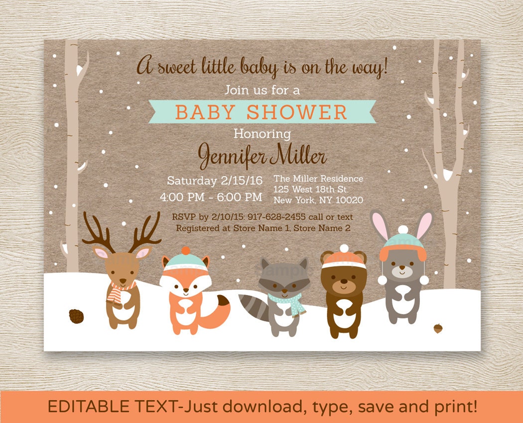instant download baby shower invitations winter woodland animals baby shower invitation winter baby instant download baby shower invitations winter woodland animals baby shower invitation winter baby