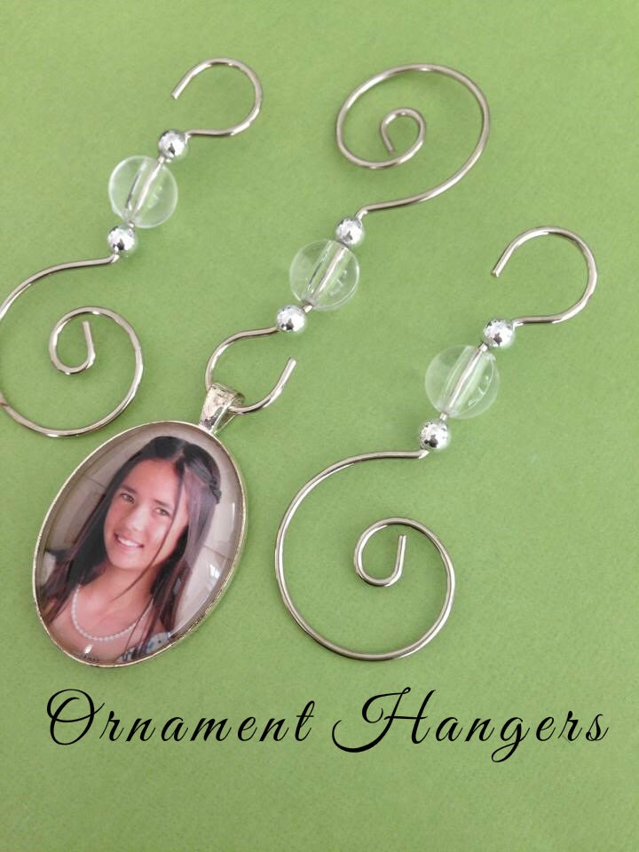 20 Fancy Beaded Christmas Ornament Hangers Silver Spiral Hooks