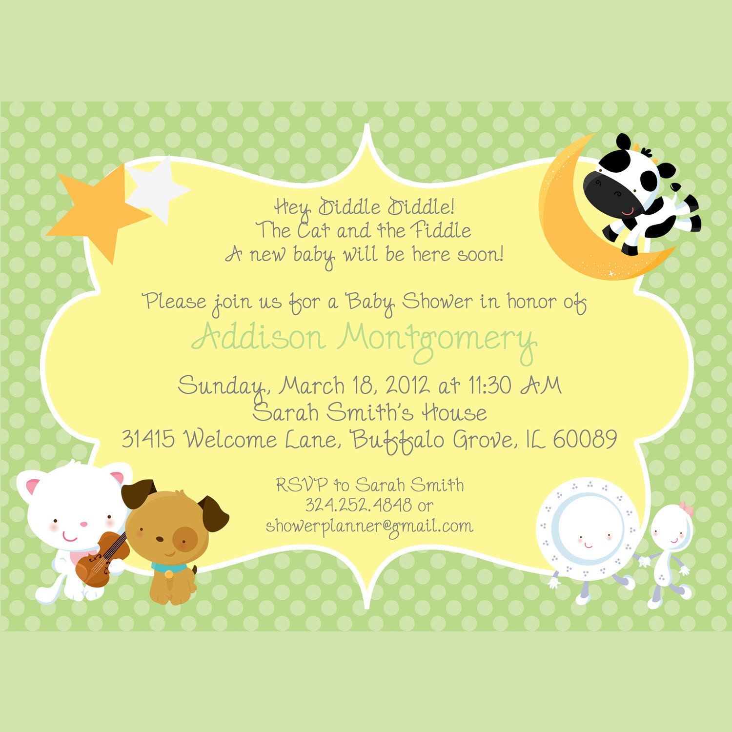Nursery Rhymes Baby Shower Invitation Printable by cardsbycarolyn