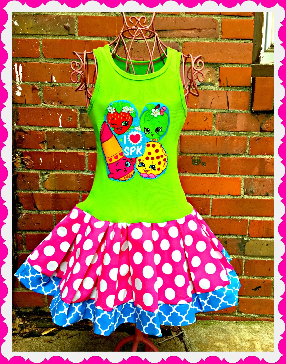 girls Shopkins dress Apple Blossom Smart by BlossomBlueBoutique