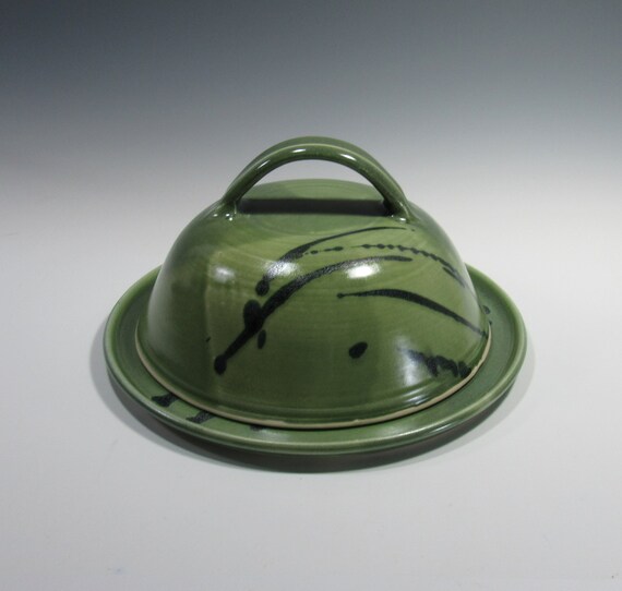 Cheese Serving Platter with Cover Plate with Lid by GlyntPottery