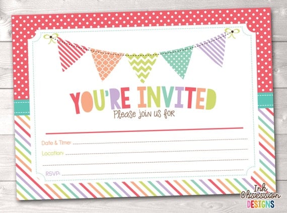 Items similar to Instant Download Invitation - Printable PDF Party ...