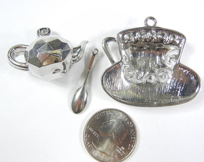 Set of Silver-tone Tea Serving Charms