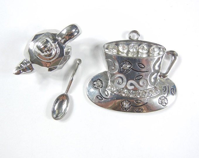 Set of Silver-tone Tea Serving Charms