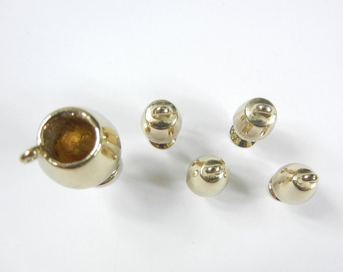 Set of 5 Dimensional Wine Cup Charms Gold-tone