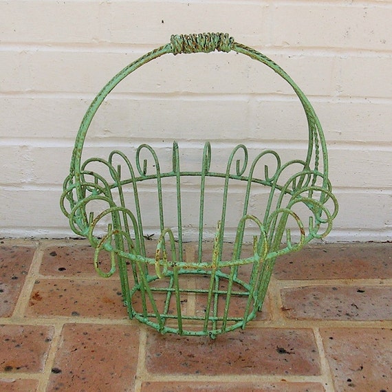 Items Similar To Antique Vintage Metal Basket Antique Vintage Farm Basket With Metal Handles 7818