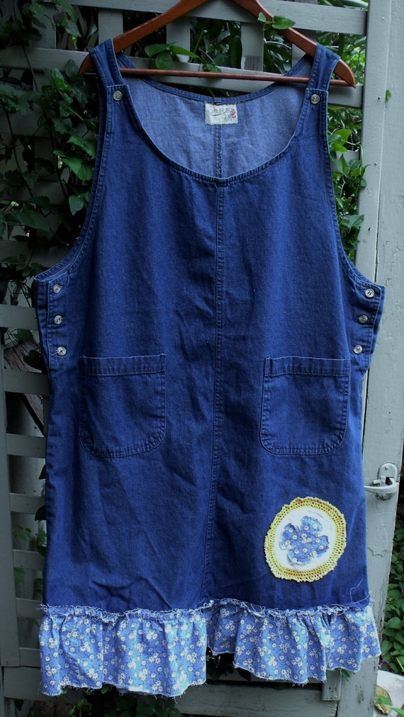 Denim and Daisies Jumper/ Plus Size Jumper/ Funky Upcycled