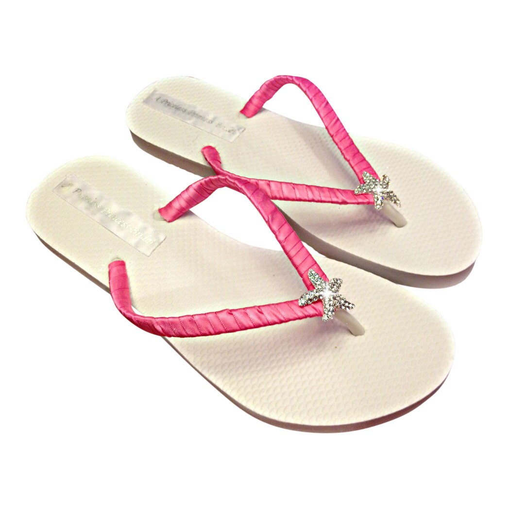 Hot Pink Flip Flops Bridesmaid Flip Flops by APricelessPrincess