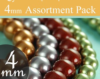 4mm Swarovski crystal pearls assorted beads diy kits 4mm round beads, You pick the colors, packages of 10 (100 total)