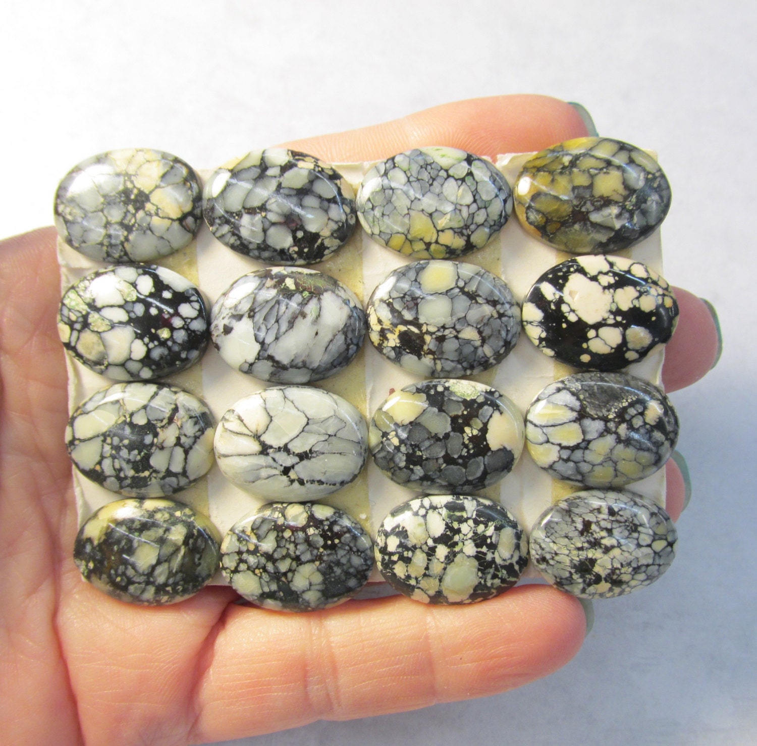 Rare Natural White Buffalo Turquoise Cabochon From Dry Creek