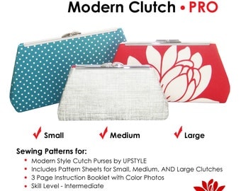 Modern Clutch - PRO Pattern by UPSTYLE - Select Small, Medium, Large OR all 3 Sizes - Free Domestic Shipping
