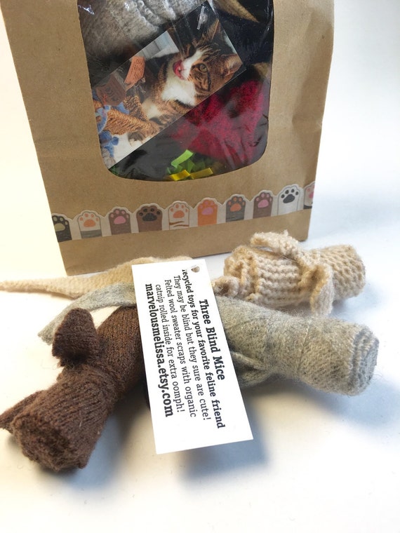 Bag of Mice Set of 9 Wool Mini Catnip Mice New Kitten Gift