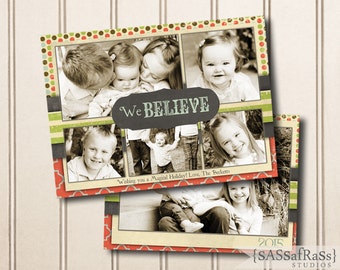 We Believe--Christmas Card Template for Adobe Photoshop, Instant Download, Photographer Template, DIY, Commercial Use