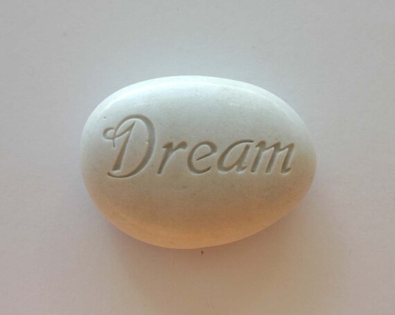 Dream Engraved White Stone Inspirational by MonkeysJewels on Etsy