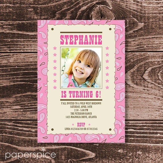 Cowgirl Party Invitation Photo – DIY Printable Personalized (Digital File) Il_570xn