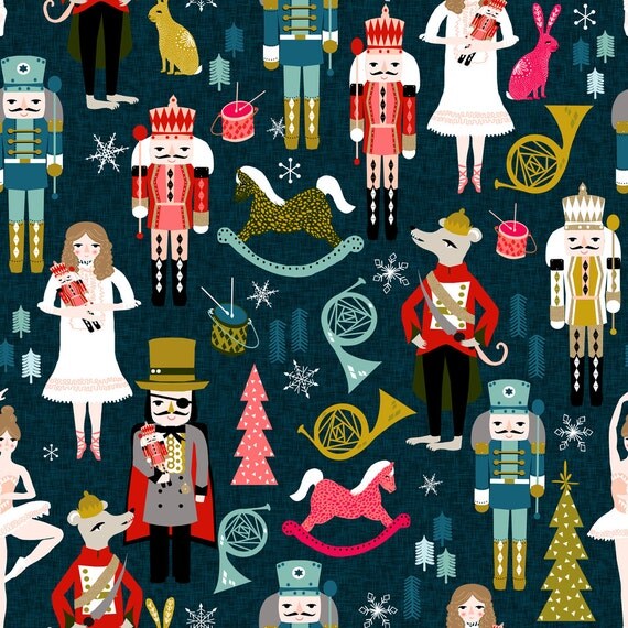 Christmas Fabric Nutcracker Fabric Xmas Holiday Small Scale