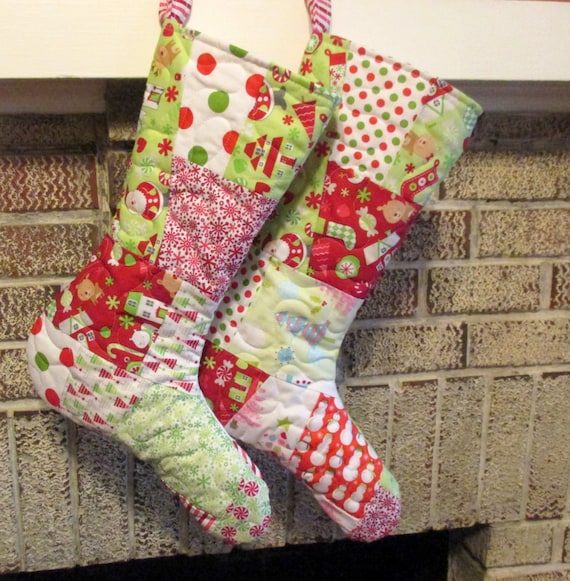 Items similar to Crazy Quilt Christmas Stockings , Set Of Two