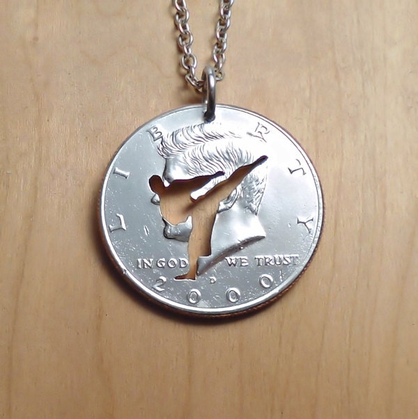 Karate Necklace Martial Arts Pendant by CutAndColorCoins on Etsy