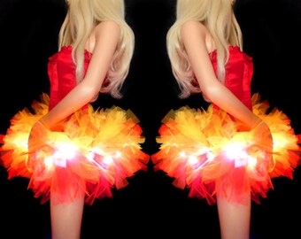 Girl on Fire Halloween Tutu Devil Costume Micro LED Light up Tutu