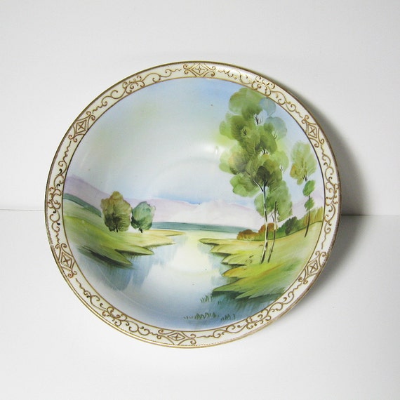 Vintage Nippon Bowl Crown Mark 9 Inch Porcelain