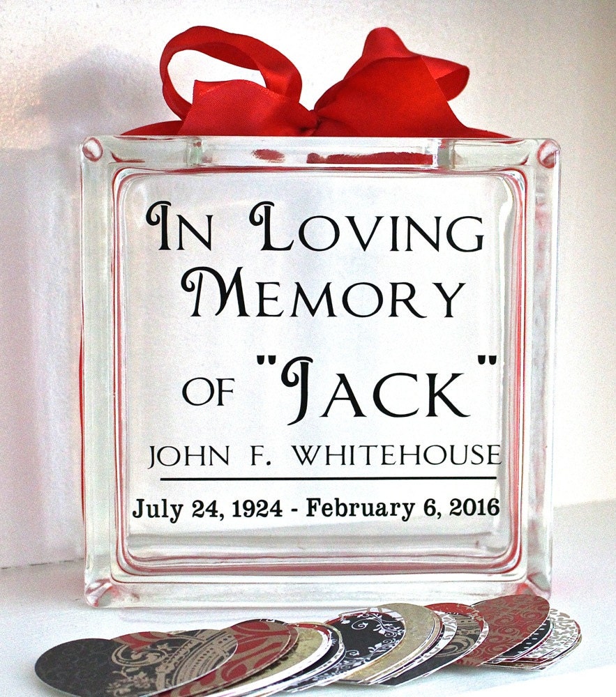 Funeral Guest Book Message Block Glass Memory Block