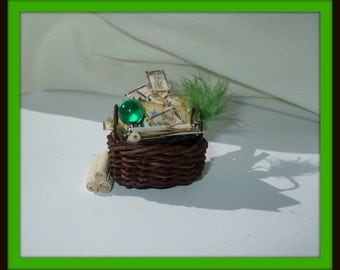 dollhouse miniature Gothic Witch Spell basket Potion ooak be custom made too