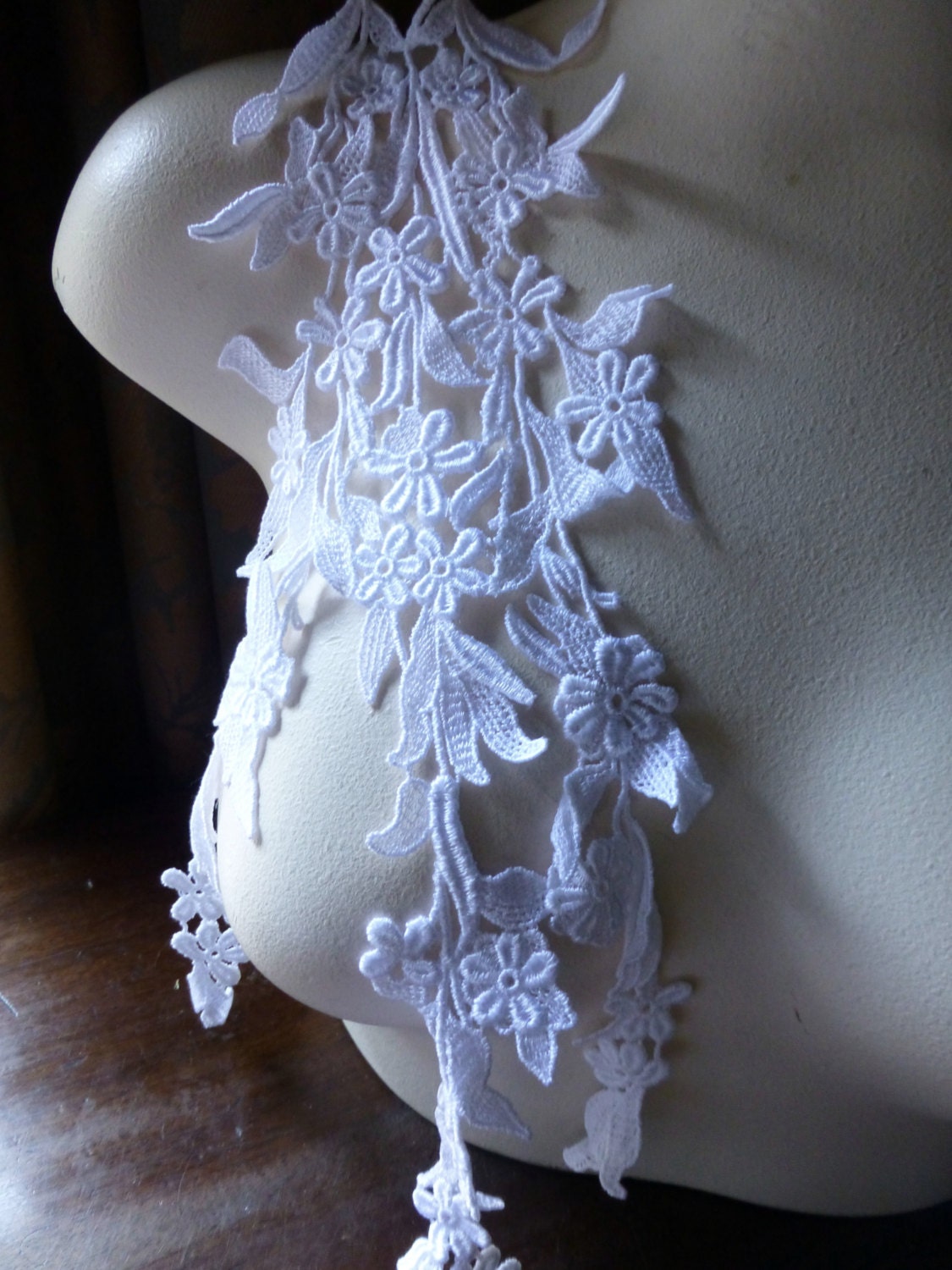 WHITE Lace Applique American made for Bridal Straps Lace