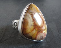 Bague En Picture Jasper (jaspe Paysage) - Taille US 6.5 - Modèle R2061 - Neuf Sans Emballage