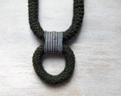 Statement necklace - Wool necklace - Big necklace - Chunky necklace - Fiber jewelry - gift for her - Sage green.