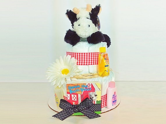 diaper-cake-baby-shower-diaper-cake-stuffed-animal-baby-boy-baby-girl-farm-baby-shower