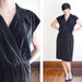 Black Velour 1970s Dress - M