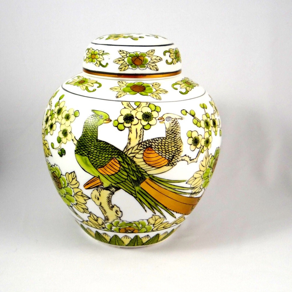 Imari Gold Ginger Jar Vase with Lid