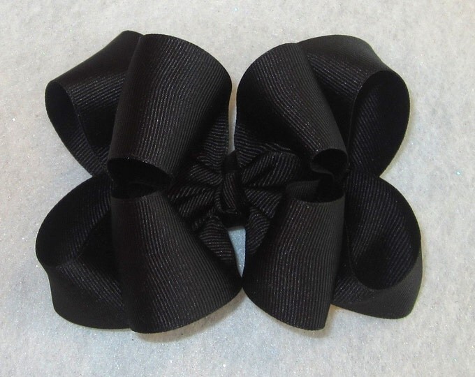 Girls hair Bows, Boutique Hairbows, Black Double Layered Hair Bow, Chunky Double layered Bows, Stacked hair Bow, Black Big Bow, 4 5 Inch Bow