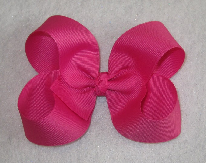 Pink Hair Bow, Large Boutique Bow, 4 5 inch Bows, Raspberry Hairbow, Single Layer Bows, Girls Big Bows, Classic Hairbow, Toddler Bows, 45G