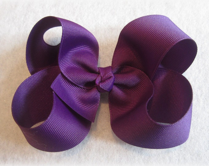 Purple Hair Bow, Large Boutique Bow, 4 5 inch Bows, Single Layer Bows, Girls Big Bows, Classic Hairbow, Toddler Bows, Hair Clips, 45G