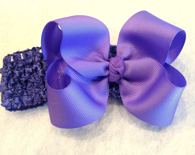 Baby Girls Headband, Purple Hair Bow, Boutique Bows, Baby Headband, Periwinkle Puffy Hair Bow, 3.5 inch Bows, Bowband, Hair Clip
