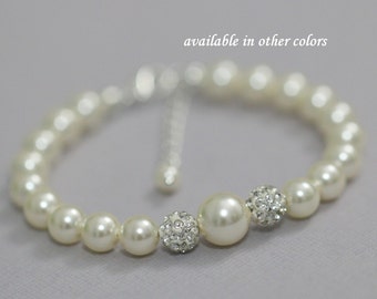 Flower Girl Bracelet, Swarovski Ivory Pearl Bracelet, Flower Girl Gift, Flower Girl Jewelry, Bridal Party Jewelry, Pearl Bracelet