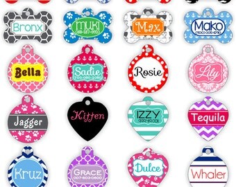Personalized Pet Tag Personalized Dog Tag Custom Dog Tag Custom Pet Tag Stripes or Design Your Own Pet Tag Pet Gift Elephants Dog Tag