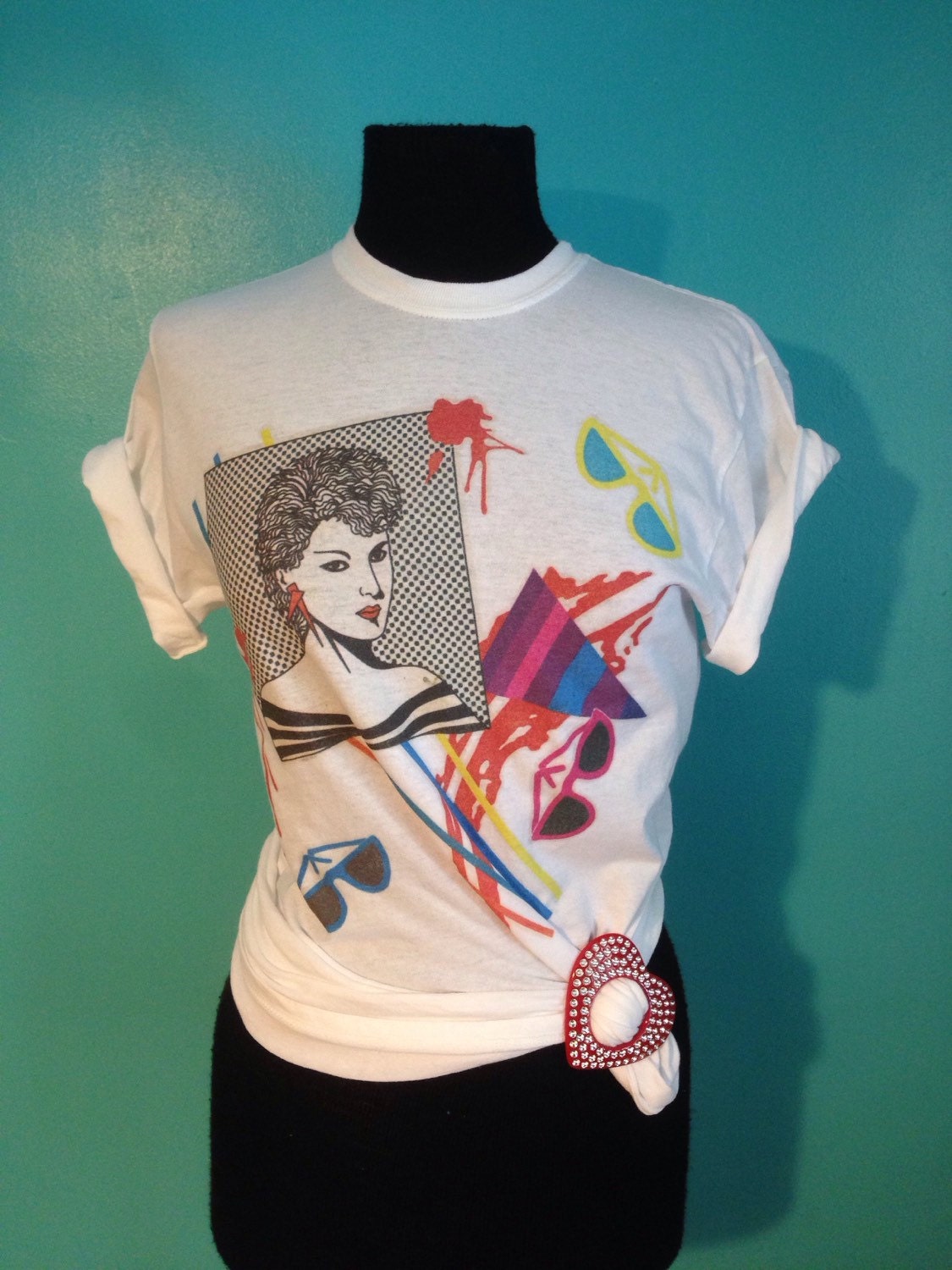 Vintage 1980s new wave Nagel style transfer on new T-shirt