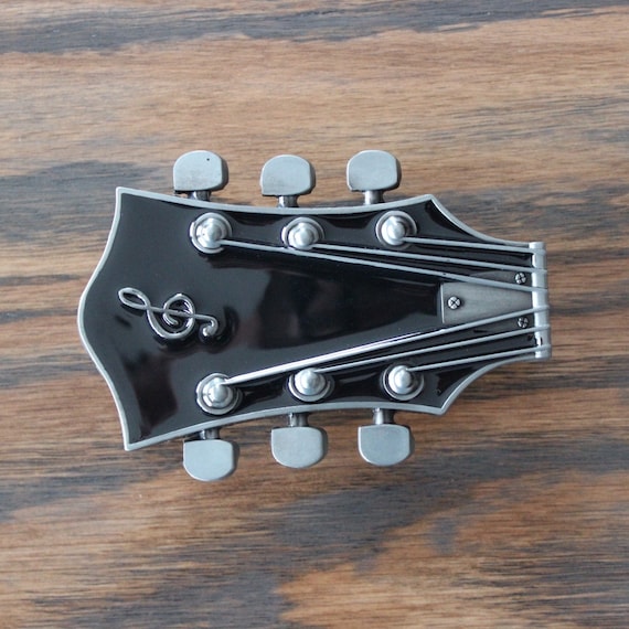 Large Black Guitar Drawer Knobs in Black and Silver MK131 A