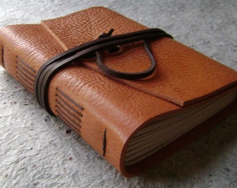 Leather journal, rustic orange, 4" x 6", handmade journal by Dancing Grey Studio(0064)