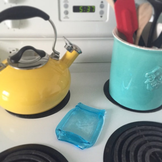 Mason Jar Spoon Rest blue pint melted mason jar soap dish