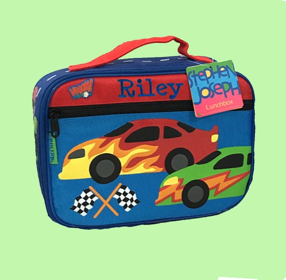 Stephen Joseph Child's RACE CAR Themed Lunch Box Personalized For Free