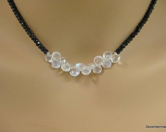 Natural Black Spinel Rondelle Bead Necklace – 16-28
